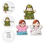 3 Parça Tox Meslekler El Kukla Set , Eğitici Oyuncak