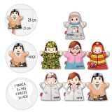 7 Parça Tox Meslekler El Kukla Set , Eğitici Oyuncak