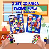 2 Set - 20 Parça Tox Taşıtlar ve Aile Bireyleri Parmak Kukla T75-2 T181