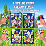 4 Set - 40 Parça Tox Meslekler, Taşıtlar, Evcil  ve Vahşi Hayvanlar Parmak Kukla T77-1 T78-1 T76-1 T181