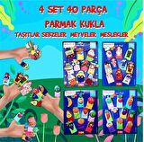 4 Set - 40 Parça Tox Meyveler , Sebzeler , Meslekler ve Taşıtlar Parmak Kukla T76-2 T105 T104 T181