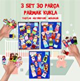3 Set - 30 Parça Tox Taşıtlar, Aile Bireyleri ve Meslekler Parmak Kukla T181 T75-2 T76-2