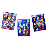 3 Set - 30 Parça Tox Taşıtlar, Meyveler ve Sebzeler Parmak Kukla T181 T104 T105