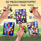 3 Set - 30 Parça Tox Taşıtlar, Emojiler ve Uçan Hayvanlar Parmak Kukla T181 T106 T222