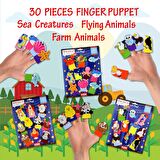 3 Set - 30 Parça Tox Deniz Canlıları,  Çiftlik ve Uçan Hayvanlar Parmak Kukla T120 T121 T222