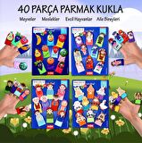 4 Set - 40 Parça Tox Meyveler , Aile Bireyleri, Meslekler ve Evcil Hayvanlar Parmak Kukla T76-2 T77-2 T75-2 T223 T105
