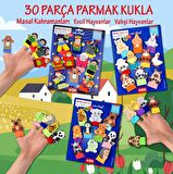 3 Set - 30 Parça Tox Masal Kahramanları, Vahşi ve Evcil Hayvanlar Parmak Kukla T225 T77-2 T78-2