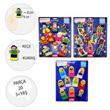 3 Set - 30 Parça Tox Masal Kahramanları, Karagöz Hacivat ve Emojiler Parmak Kukla T225 T106 T224