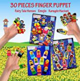 3 Set - 30 Parça Tox Masal Kahramanları, Karagöz Hacivat ve Emojiler Parmak Kukla T225 T106 T224