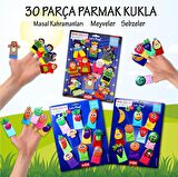 3 Set - 30 Parça Tox Masal Kahramanları, Meyveler ve Sebzeler Parmak Kukla T105 T104 T225