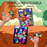 2 Set - 20 Parça Tox Masal Kahramanları ve Meyveler Parmak Kukla T105 T225