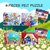 4 Set - 96 Parça Tox Müzik ve Sahne 5+ Keçe Yapboz - 5 Yaş Puzzle T18 T19