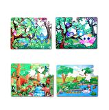 4 Set - 96 Parça Tox Orman ve Baykuş 5+ Keçe Yapboz - 5 Yaş Puzzle T15 T17