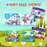 4 Set - 96 Parça Tox Orman ve Kış 5+ Keçe Yapboz - 5 Yaş Puzzle T14 T15