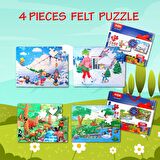 4 Set - 96 Parça Tox Orman ve Kış 5+ Keçe Yapboz - 5 Yaş Puzzle T14 T15