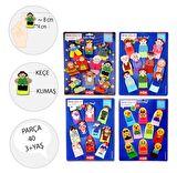4 Set - 40 Parça Tox Masal Kahramanları, Aile Bireyleri , Meslekler ve Emojiler Parmak Kukla T225 T106 T751 T761