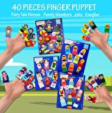 4 Set - 40 Parça Tox Masal Kahramanları, Aile Bireyleri , Meslekler ve Emojiler Parmak Kukla T225 T106 T751 T761