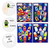 4 Set - 40 Parça Tox Masal Kahramanları, Aile Bireyleri , Meslekler ve Emojiler Parmak Kukla T225 T106 T75-2 T76-2