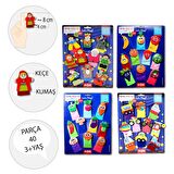 4 Set - 40 Parça Tox Masal Kahramanları, Meyveler, Sebzeler ve Taşıtlar Parmak Kukla T225 T104 T105 T181