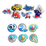 12 Set - 42 Parça Tox Deniz Canlıları ve Ulaşım Araçları 2+ Keçe Yapboz - 2 Yaş Puzzle T01 T02