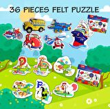 12 Set - 36 Parça Tox Hayvanlar ve Ulaşım Araçları 2+ Keçe Yapboz - 2 Yaş Puzzle T03 T02