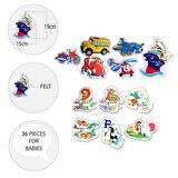 12 Set - 36 Parça Tox Hayvanlar ve Ulaşım Araçları 2+ Keçe Yapboz - 2 Yaş Puzzle T03 T02