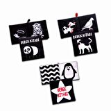 3 Kitap Tox Siyah-Beyaz Evcil, Vahşi Hayvanlar ve Bebek Kumaş Sessiz Kitap T060 T137 T138 - Bez Kitap , Eğitici Oyuncak , Yumuşak ve Hışırtılı