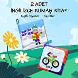 2 Kitap Tox İngilizce Kışlık Giysiler ve Taşıtlar Kumaş Sessiz Kitap E132 E124 - Bez Kitap , Eğitici Oyuncak , Yumuşak ve Hışırtılı