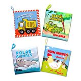 4 Kitap Tox İngilizce Orman, Deniz ve Kutup Hayvanları Kumaş Sessiz Kitap T055 T056 T059 - Bez Kitap , Eğitici Oyuncak , Yumuşak ve Hışırtılı