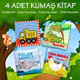 4 Kitap Tox İngilizce Orman, Deniz ve Kutup Hayvanları Kumaş Sessiz Kitap T055 T056 T059 - Bez Kitap , Eğitici Oyuncak , Yumuşak ve Hışırtılı