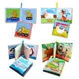 4 Kitap Tox İngilizce Orman, Deniz ve Kutup Hayvanları Kumaş Sessiz Kitap T055 T056 T059 - Bez Kitap , Eğitici Oyuncak , Yumuşak ve Hışırtılı