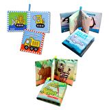 3 Kitap Tox İngilizce İş Makinaları , Safari ve Kutup Hayvanları Kumaş Sessiz Kitap E118 E125 E130 - Bez Kitap , Eğitici Oyuncak , Yumuşak ve Hışırtılı