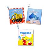 3 Kitap Tox İngilizce Rakamlar , İş Makinaları ve Deniz Canlıları Kumaş Sessiz Kitap E118 E122 E128 - Bez Kitap , Eğitici Oyuncak , Yumuşak ve Hışırtılı