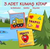 3 Kitap Tox İngilizce İş Makinaları , Şekiller ve Meyveler Kumaş Sessiz Kitap E118 E126 E131 - Bez Kitap , Eğitici Oyuncak , Yumuşak ve Hışırtılı