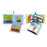 2 Kitap Tox İngilizce İş Makinaları ve Kışlık Giysiler Kumaş Sessiz Kitap E118 E124 - Bez Kitap , Eğitici Oyuncak , Yumuşak ve Hışırtılı
