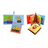 2 Kitap Tox İngilizce İş Makinaları ve Meyveler Kumaş Sessiz Kitap E118 E126 - Bez Kitap , Eğitici Oyuncak , Yumuşak ve Hışırtılı