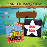 2 Kitap Tox İngilizce Siyah - Beyaz Bebek ve İş Makinaları Kumaş Sessiz Kitap E118 E136 - Bez Kitap , Eğitici Oyuncak , Yumuşak ve Hışırtılı