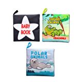 3 Kitap Tox İngilizce Siyah-Beyaz Bebek , Safari ve Kutup Hayvanları Kumaş Sessiz Kitap E125 E130 E136 - Bez Kitap , Eğitici Oyuncak , Yumuşak ve Hışırtılı