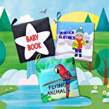 3 Kitap Tox İngilizce Siyah-Beyaz Bebek , Kışlık Giysiler ve Uçan Hayvanlar Kumaş Sessiz Kitap E125 E133 E136 - Bez Kitap , Eğitici Oyuncak , Yumuşak ve Hışırtılı