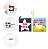 2 Kitap Tox İngilizce Siyah-Beyaz Bebek ve Çiftlik Hayvanları Kumaş Sessiz Kitap E136 E119 - Bez Kitap , Eğitici Oyuncak , Yumuşak ve Hışırtılı