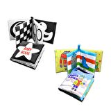 2 Kitap Tox İngilizce Siyah-Beyaz Bebek ve Kışlık Giysiler Kumaş Sessiz Kitap E136 E124 - Bez Kitap , Eğitici Oyuncak , Yumuşak ve Hışırtılı