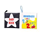 2 Kitap Tox İngilizce Siyah Beyaz Bebek ve Rakamlar Kumaş Sessiz Kitap E128 E136 - Bez Kitap , Eğitici Oyuncak , Yumuşak ve Hışırtılı