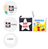 2 Kitap Tox İngilizce Siyah Beyaz Bebek ve Rakamlar Kumaş Sessiz Kitap E128 E136 - Bez Kitap , Eğitici Oyuncak , Yumuşak ve Hışırtılı
