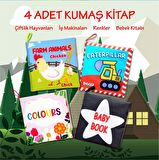 4 Kitap Tox İngilizce Renkler , İş Makinaları , Çiftlik Hayvanları ve Bebek Kumaş Sessiz Kitap E118 E119 E136 E129 - Bez Kitap , Eğitici Oyuncak , Yumuşak ve Hışırtılı