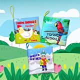 3 Kitap Tox İngilizce Kışlık Giysiler , Uçan ve Çiftlik Hayvanları Kumaş Sessiz Kitap E119 E124 E133 - Bez Kitap , Eğitici Oyuncak , Yumuşak ve Hışırtılı