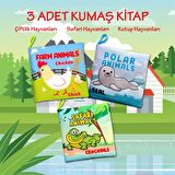 3 Kitap Tox İngilizce Çiftlik Hayvanları , Kutup ve Safari Hayvanları Kumaş Sessiz Kitap E119 E125 E130 - Bez Kitap , Eğitici Oyuncak , Yumuşak ve Hışırtılı