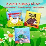 3 Kitap Tox İngilizce Deniz Canlıları , Çiftlik ve Orman Hayvanları Kumaş Sessiz Kitap E119 E127 E128 - Bez Kitap , Eğitici Oyuncak , Yumuşak ve Hışırtılı