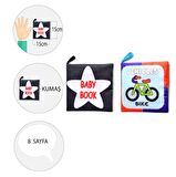 2 Kitap Tox İngilizce Siyah-Beyaz Bebek ve Taşıtlar Kumaş Sessiz Kitap E136 E132 - Bez Kitap , Eğitici Oyuncak , Yumuşak ve Hışırtılı