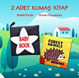 2 Kitap Tox İngilizce Siyah-Beyaz Bebek ve Orman Hayvanları Kumaş Sessiz Kitap E136 E127 - Bez Kitap , Eğitici Oyuncak , Yumuşak ve Hışırtılı