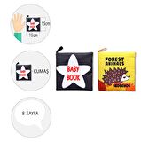 2 Kitap Tox İngilizce Siyah-Beyaz Bebek ve Orman Hayvanları Kumaş Sessiz Kitap E136 E127 - Bez Kitap , Eğitici Oyuncak , Yumuşak ve Hışırtılı